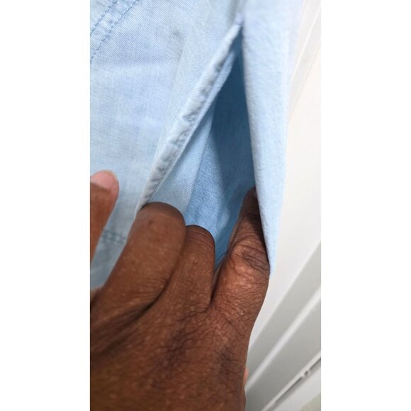 J.JILL Light Blue Sleeveless Wester Denim-Look V-Neck Maxi Dress Side Pockets & - Picture 5 of 8